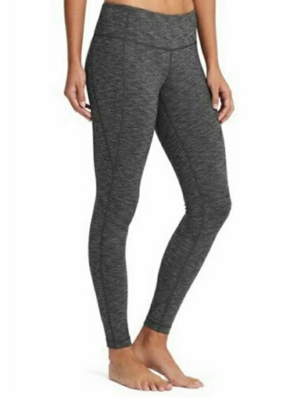 Athleta Gray Heathered Leggings Small High Rise Supplex Nylon Workout Athleisure